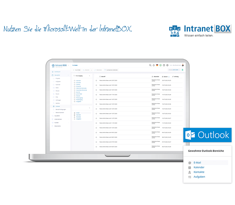 Intranet Software IntranetBOX Microsoft Outlook