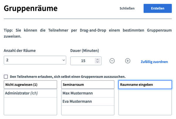 Features BigBlueButton Version 2.4 - Individueller Raumname